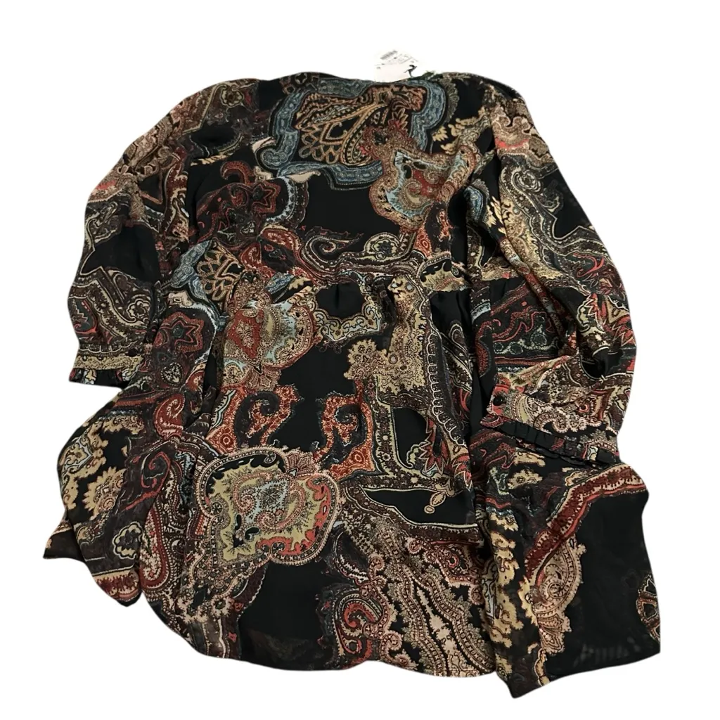 Zara Black and Brown Patterned Top - Image 2