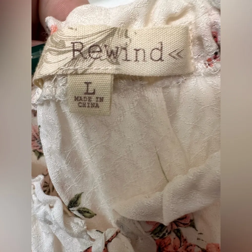 NWT Rewind Floral Print Women's Top - Cream and Pink - Image 7