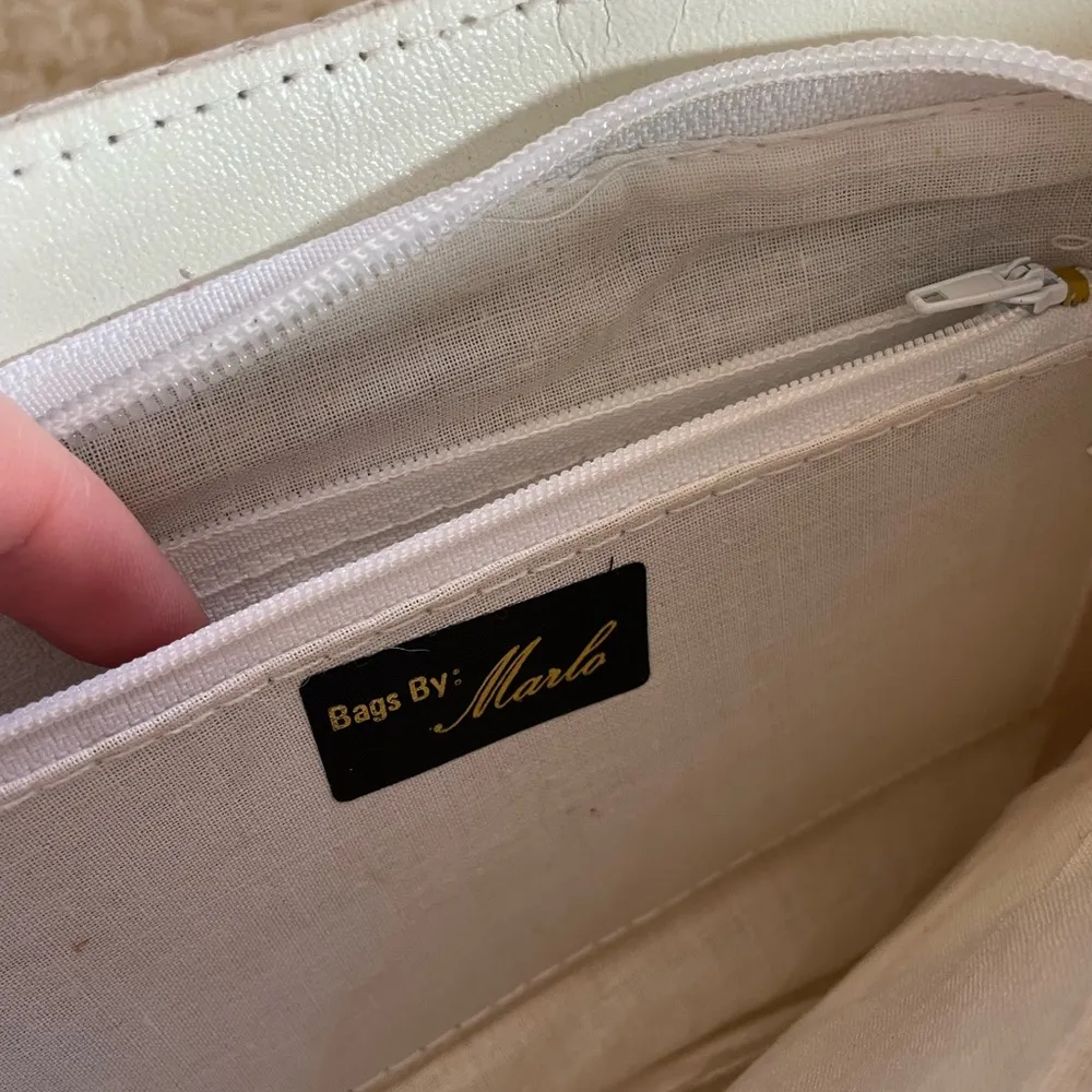 Vintage 70s/80s bubble chainmail clutch tote convertible gold white metal bag - Image 6