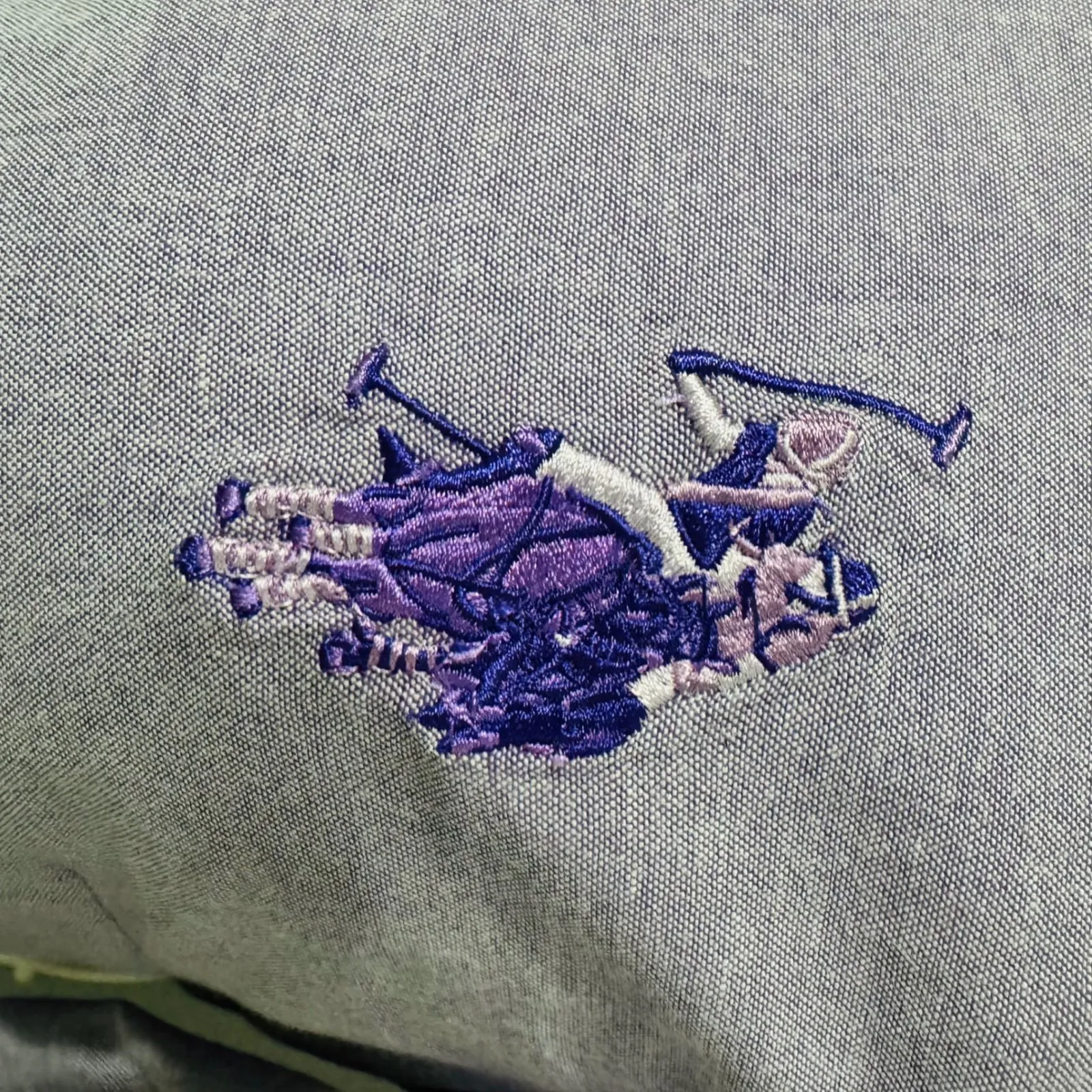 US Polo Assn Oxford Button Down Shirt Purple Embroidered Polo Player Women's L - Image 3