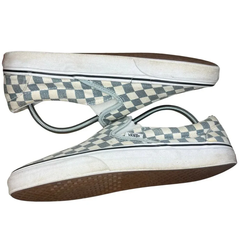 Vans Baby Blue/True White Checkerboard Slip-On Sneaker‎ - Men's 9 / Women's 10.5 - Image 3