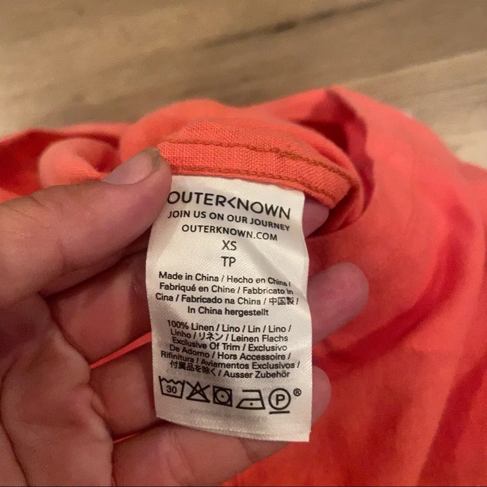 outerknown retrograde linen coral button down jumpsuit coveralls - Image 3