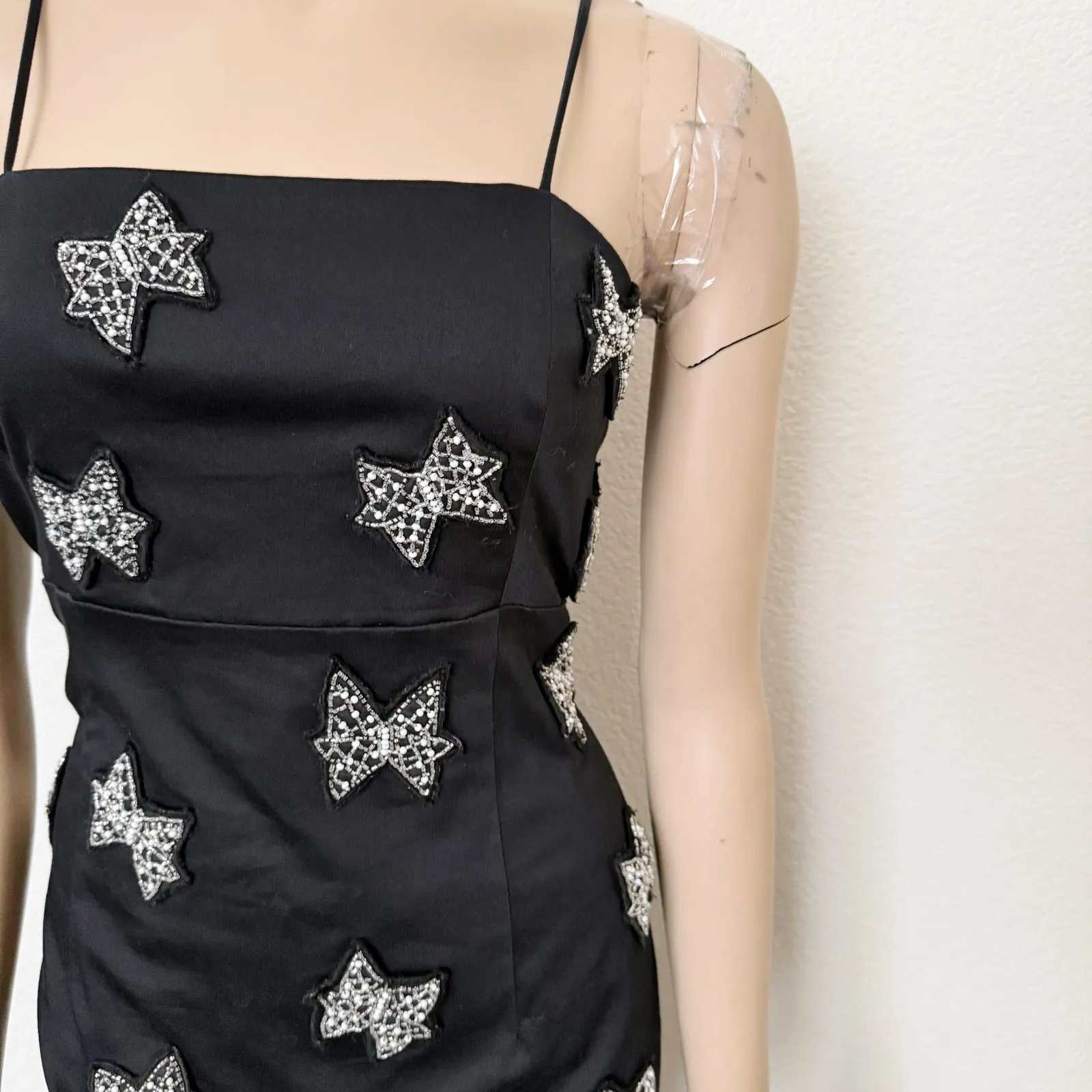 [Anthropologie] Maeve Black Silver Brynne Crystal Bow Butterfly Mini Dress Sz 12 - Image 6