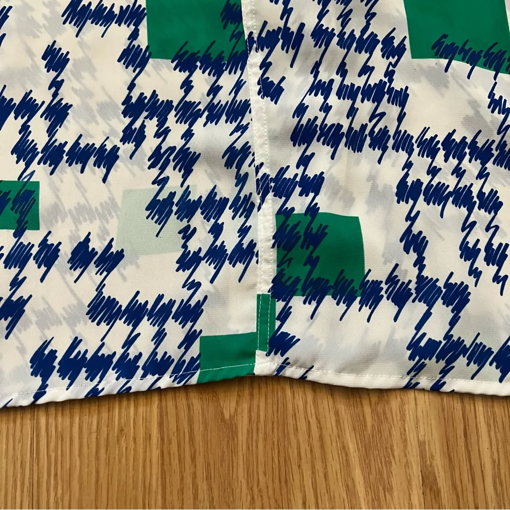 Saved By The Bell Style Women’s 80’s Button Up Retro Print Sheer Collared Blue Size undefined - Image 9