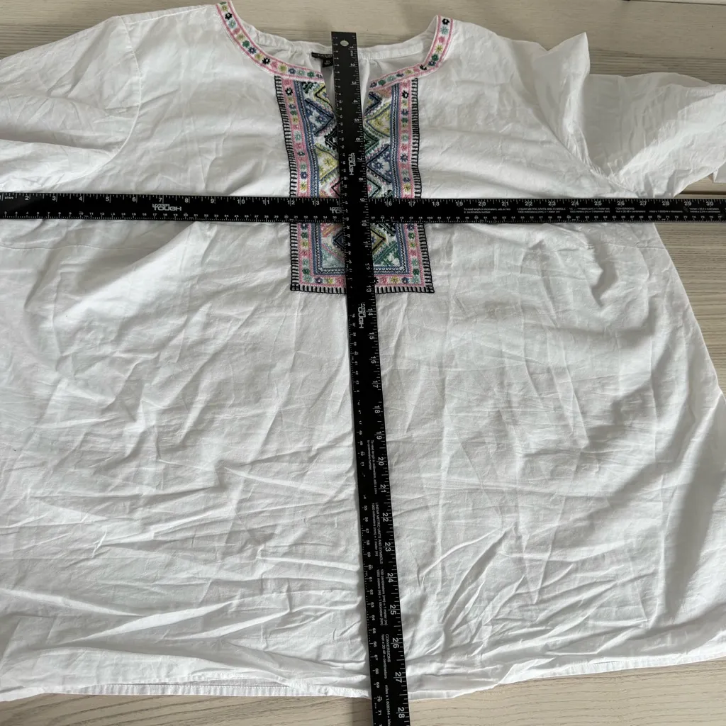 Talbots EMBELLISHED VOILE TUNIC White Colorful Embroidery plus women size 3X - Image 7