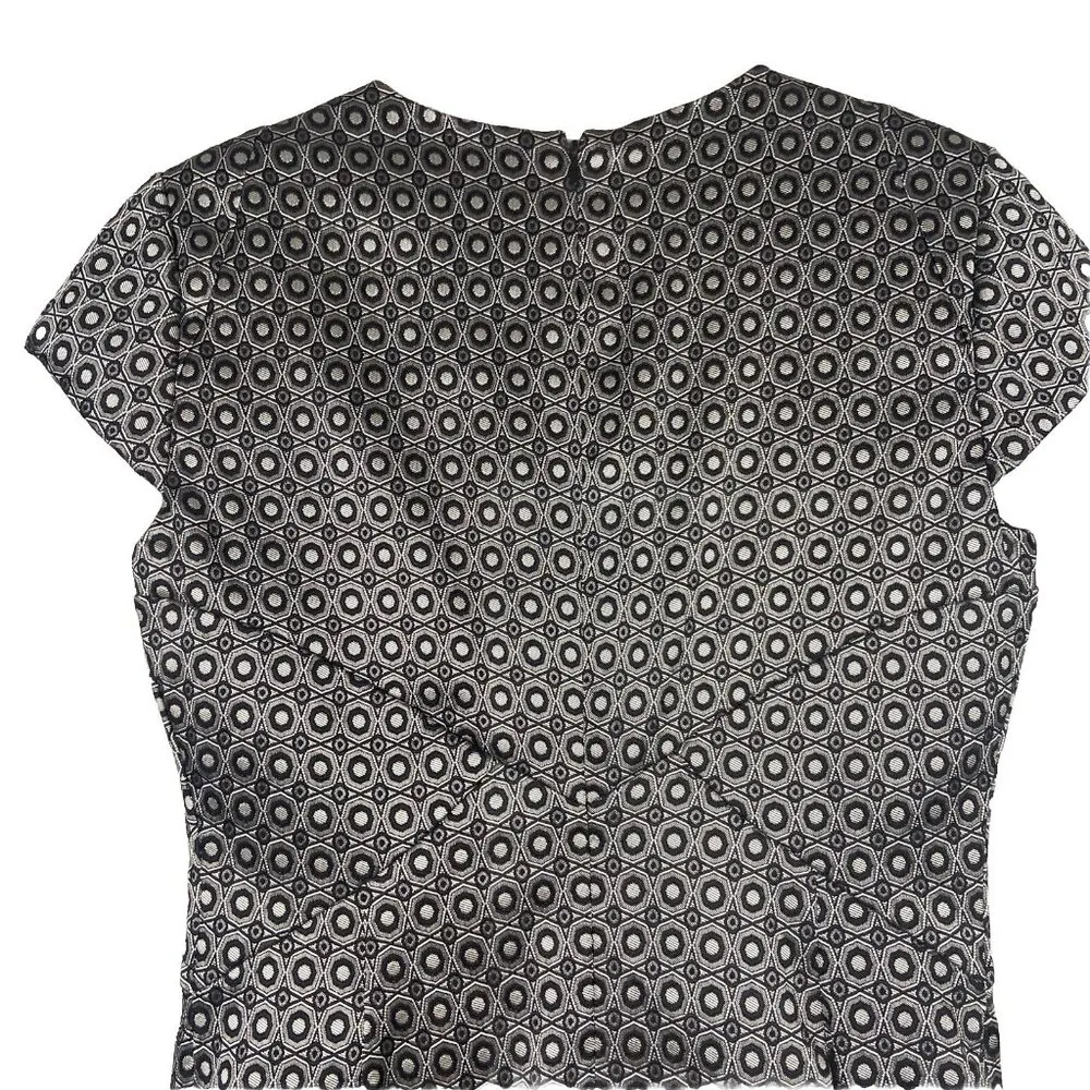 Brooks Brothers Sheath Dress Black Silver Geometric Star Jacguard Size 6 Office - Image 7