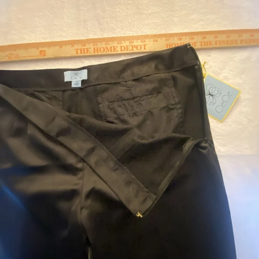 CeCe Pants Women's 14 Black Satin Ankle Slim Dressy Cocktail Evening Side Zip - Image 11