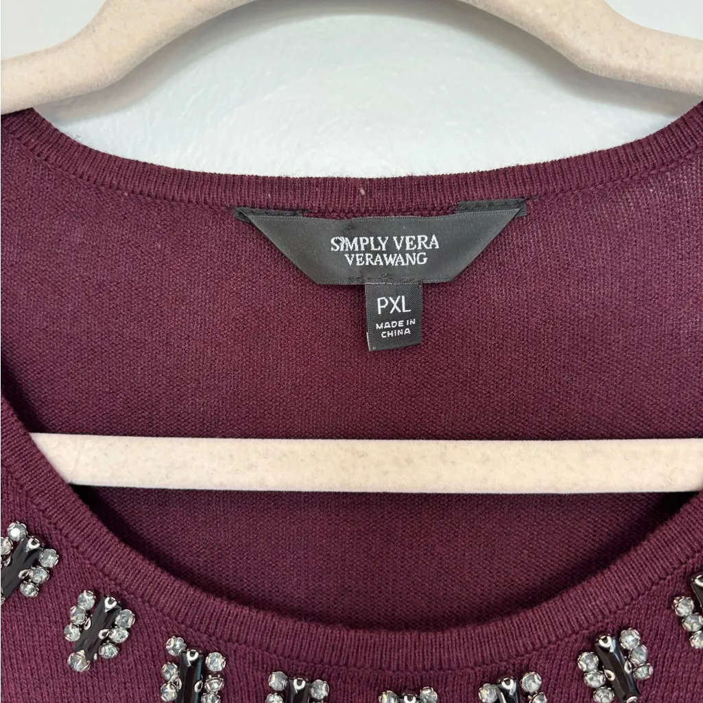 Simply Vera Vera Wang Burgundy Sweater with Silver Accents - Image 6