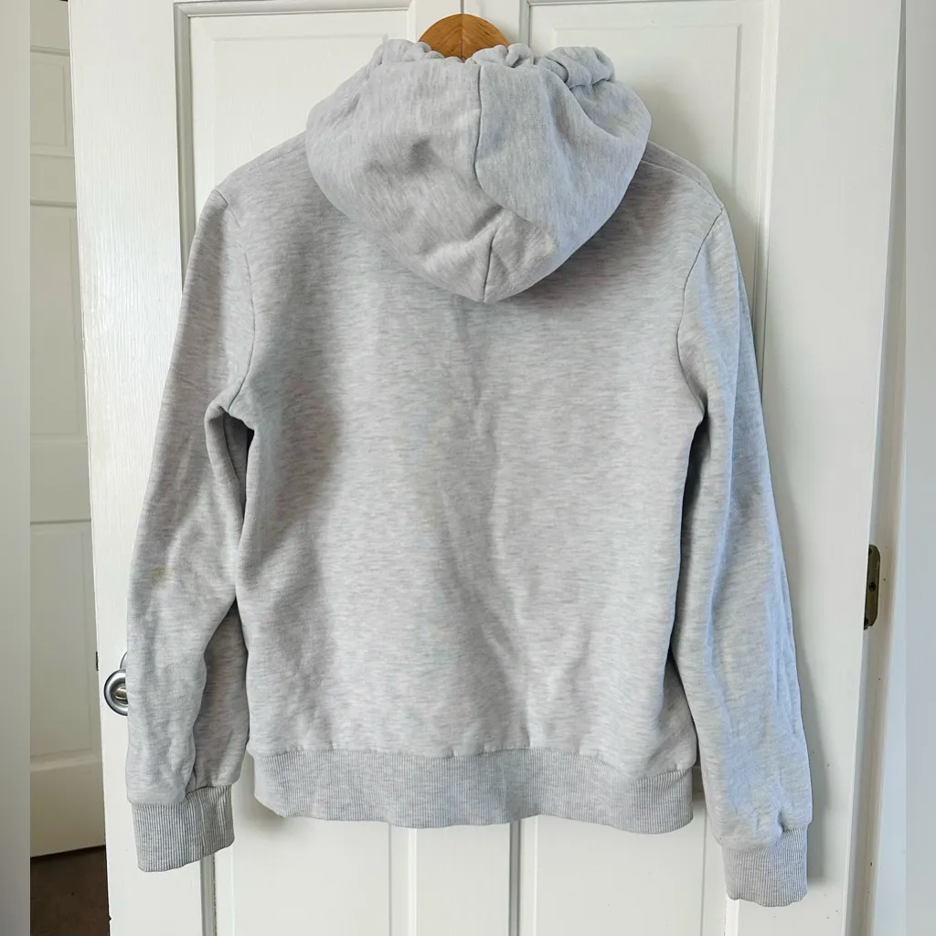 Superdry Vintage Cooper Classic Gray Hoodie Sweatshirt Red Logo Women’s Size 6 - Image 4