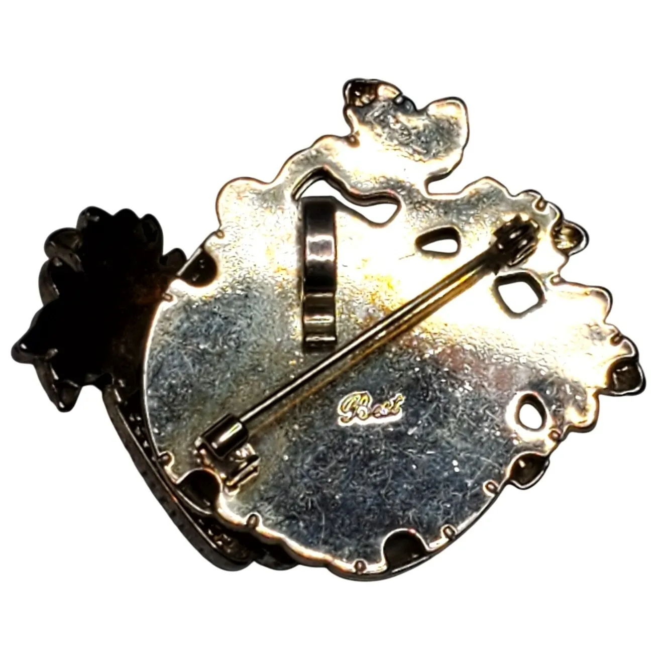 Best Pumpkin Harvest Thanksgiving Silver Tone Signed 1.5" Brooch Pendant Pin - Image 2