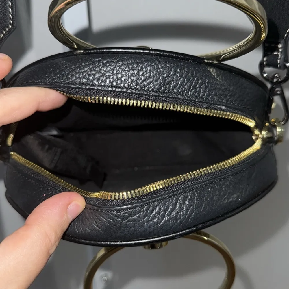 Ted Baker Black and Tan Snake Print Round Crossbody Bag - Image 4