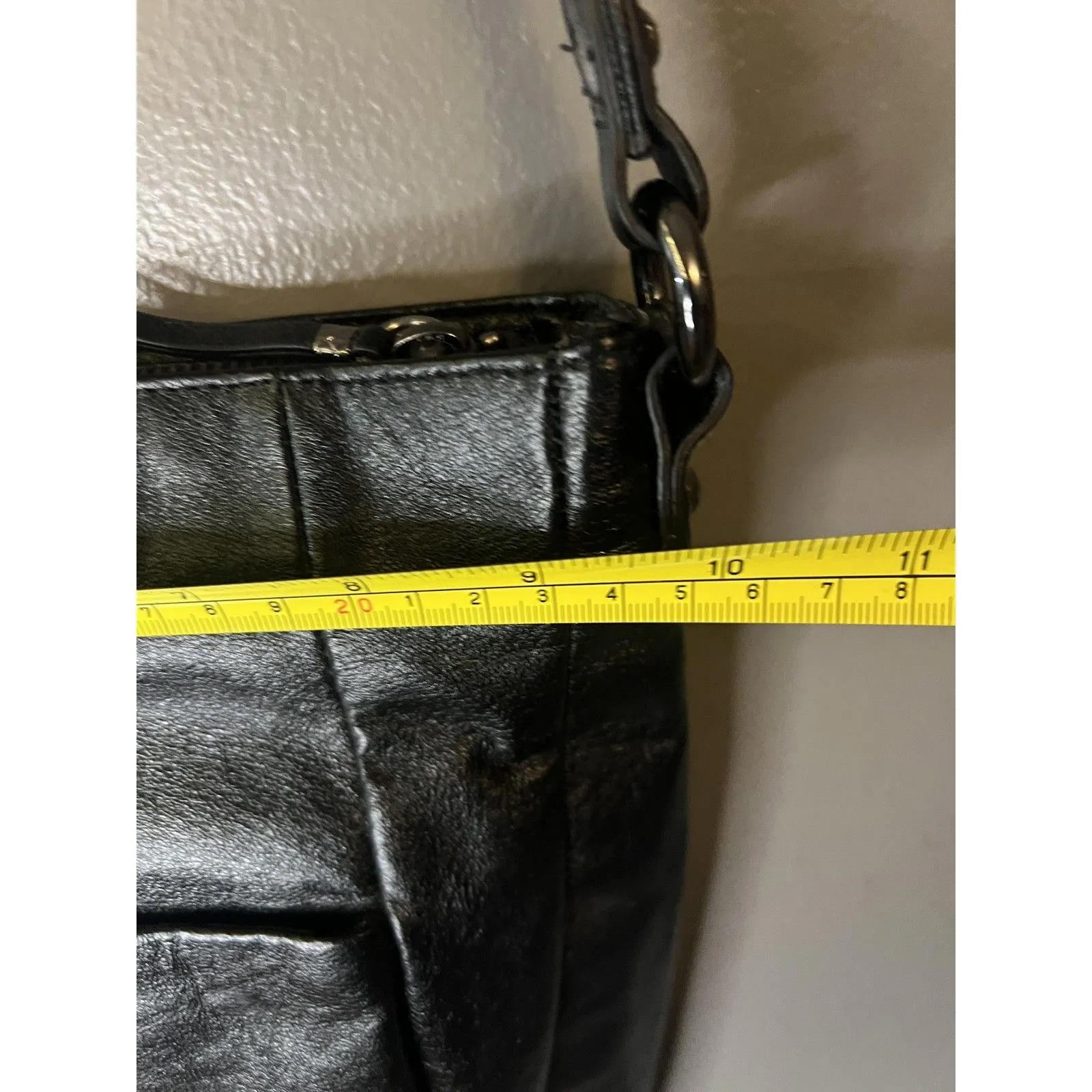 Elliott Lucca Crossbody Bag Womens Black Leather Magdalena Woven Turn Lock - Image 6