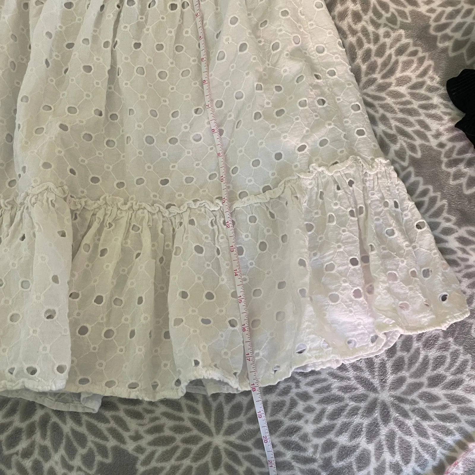 Metro Wear Eyelet Tiered Elastic Waist Skirt Large White‎ Cottagecore Boho Chic White - Image 5