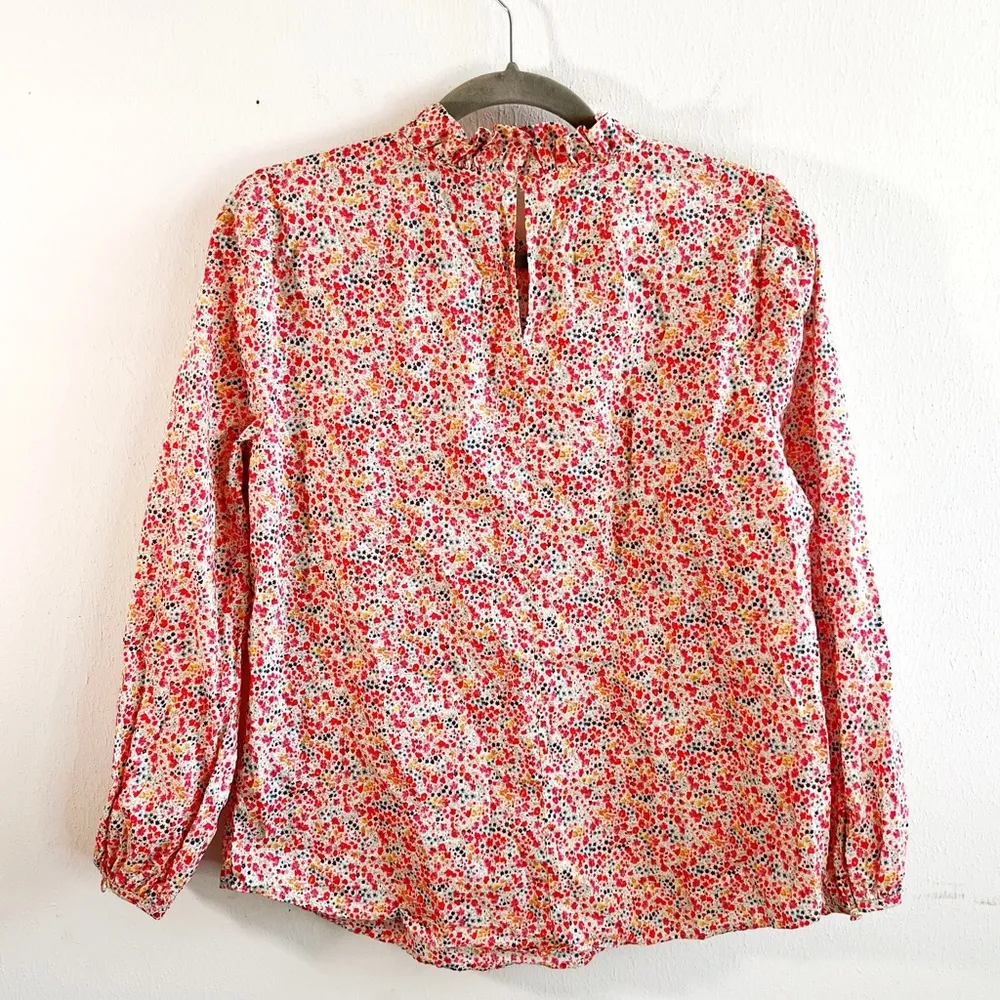 J Crew Blouse Liberty Print Phoebe Floral Ruffle Neck Long Sleeves Top Sz S EUC - Image 11