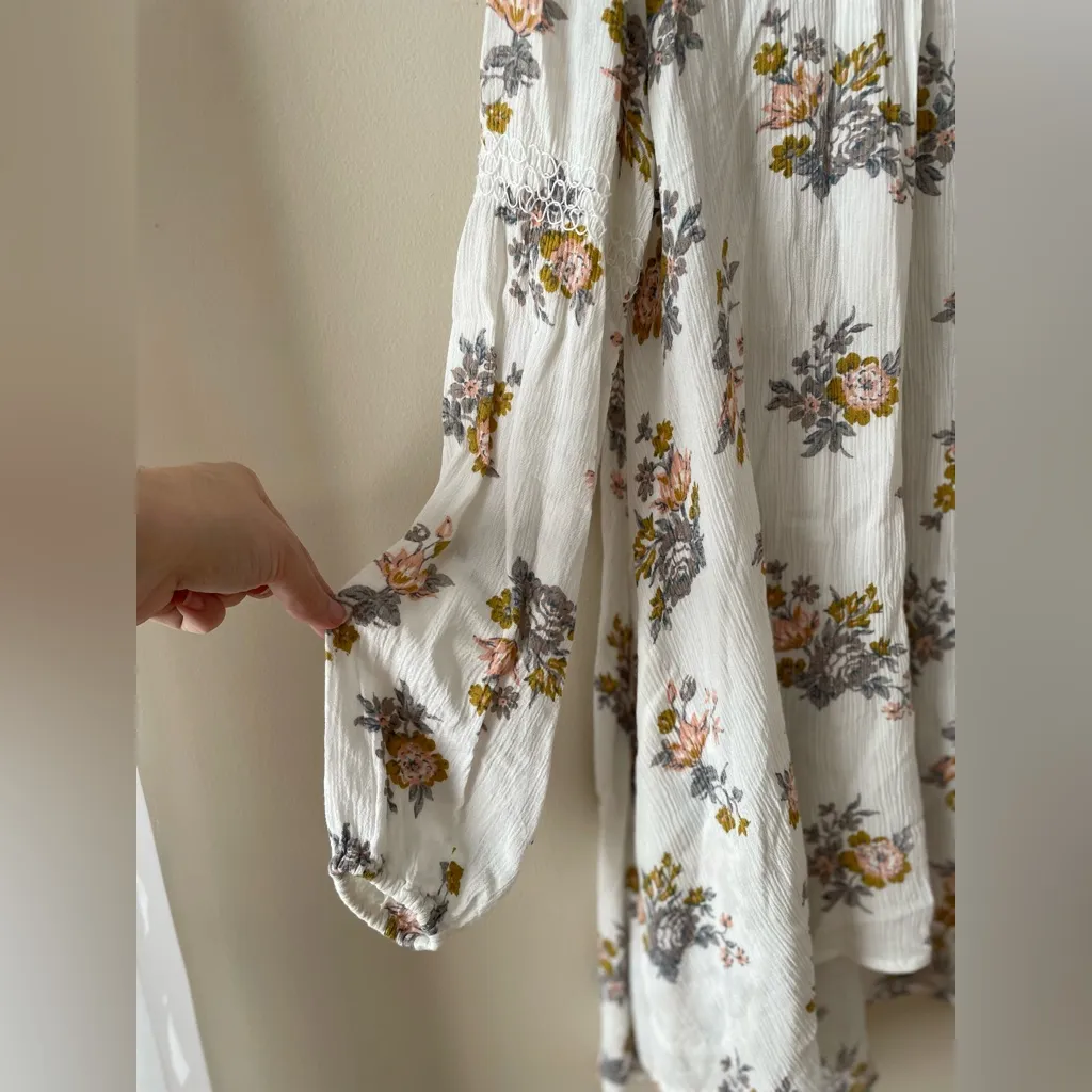 FREE PEOPLE White Gardenia Retro Swing Floral Tunic Mini Dress Size XS - Image 12