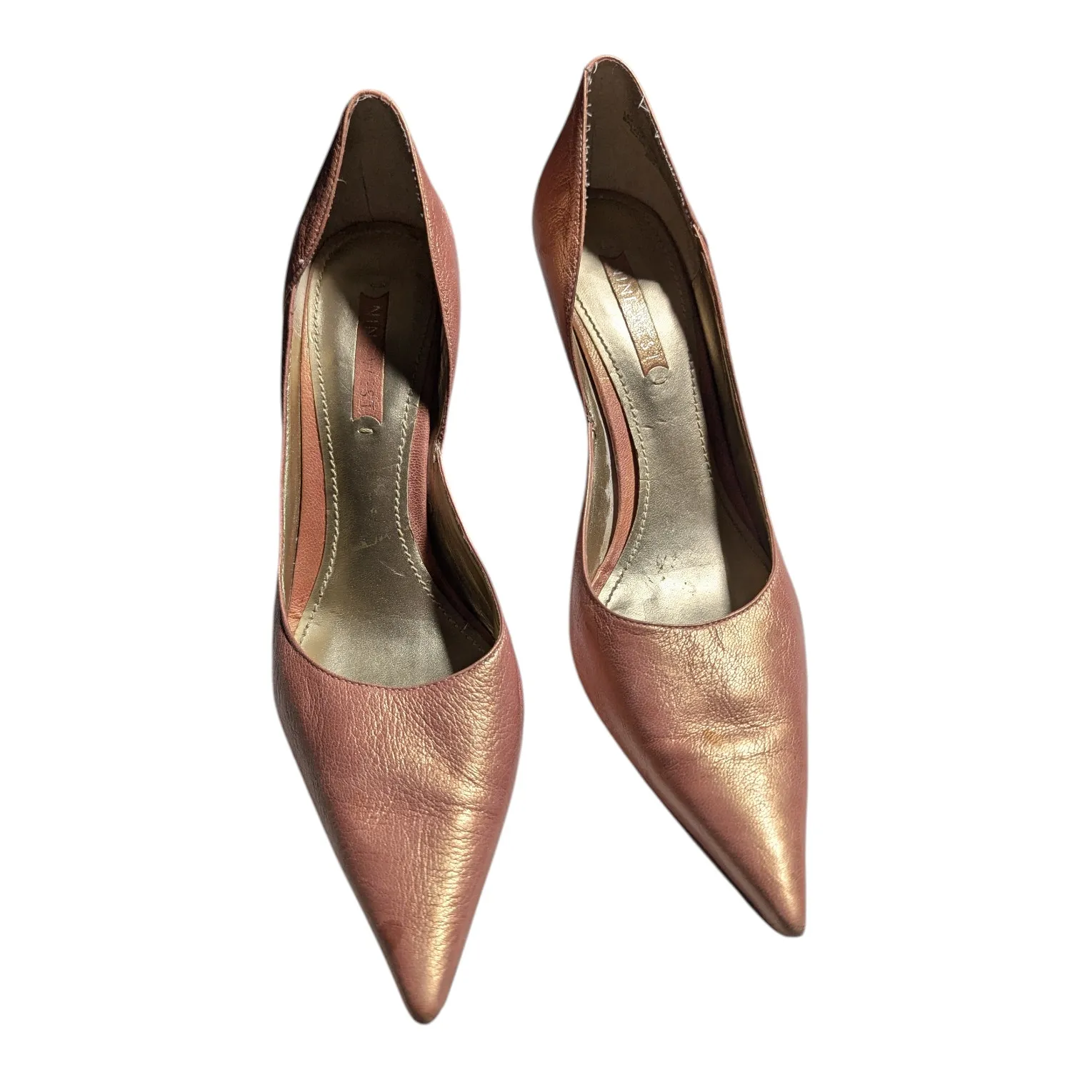 Vtg Y2K Nine West Metallic Pink Rose Gold Pointed Toe Stiletto Heel Pumps Sz 8 - Image 2