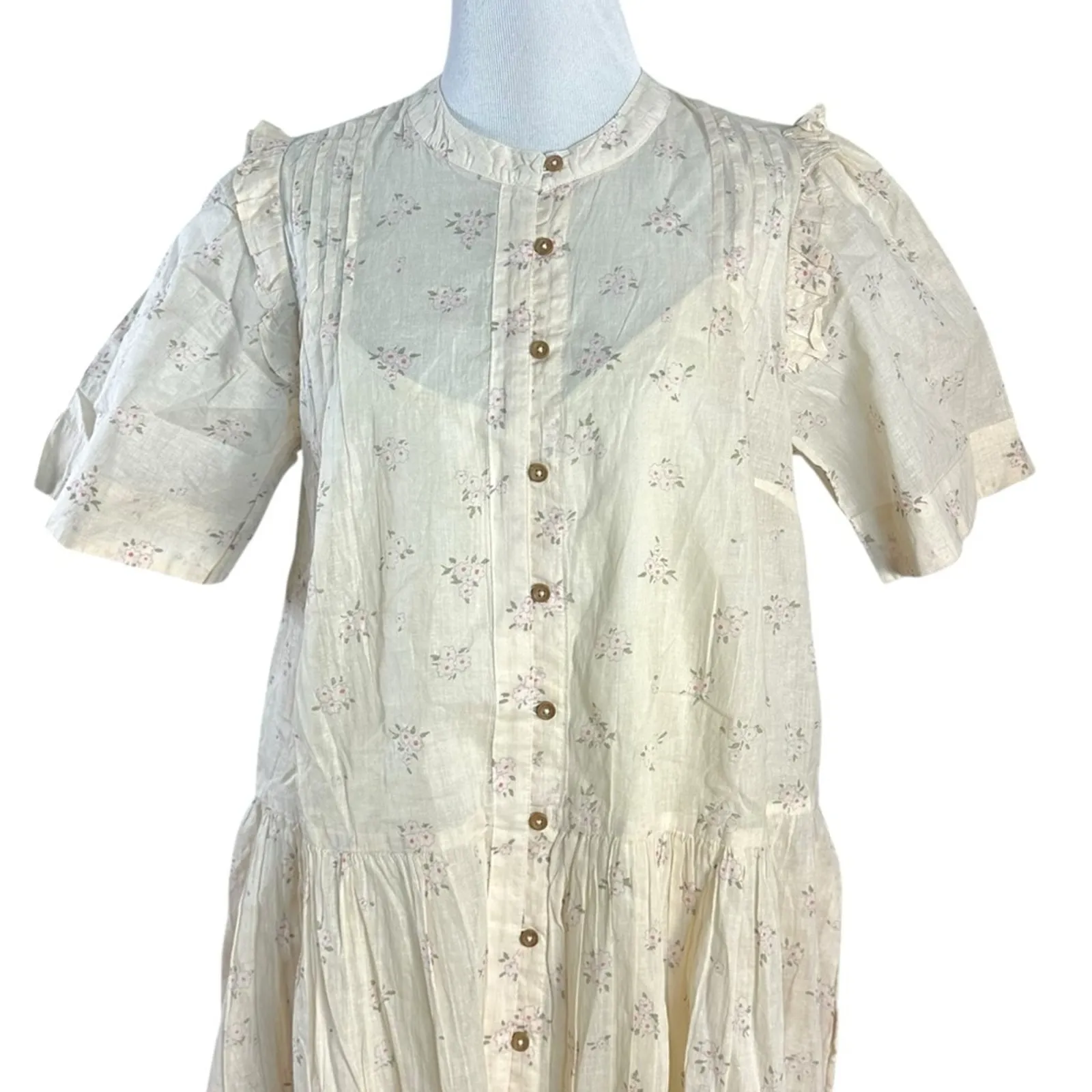 Free People Dainty Ethereal Cottage Bella Mae Midi Dress Vanilla Floral Size XL - Image 7