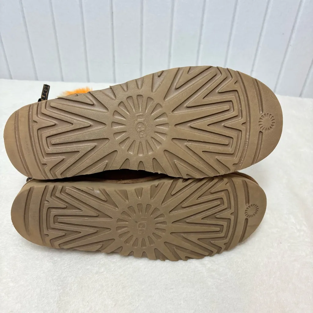 UGG CLASSIC MINI BAILEY BOW PUNK PLAID CHESTNUT BOOTS Vibrant Fur Lining Size 9 - Image 8