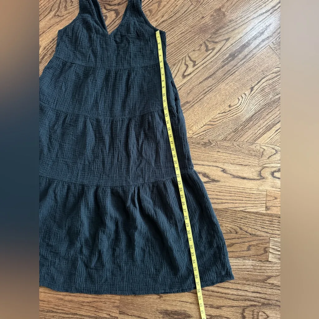 Marine Layer Corinne Maxi Dress Sleeveless 100% Cotton Gauze Black V-neck Medium - Image 3