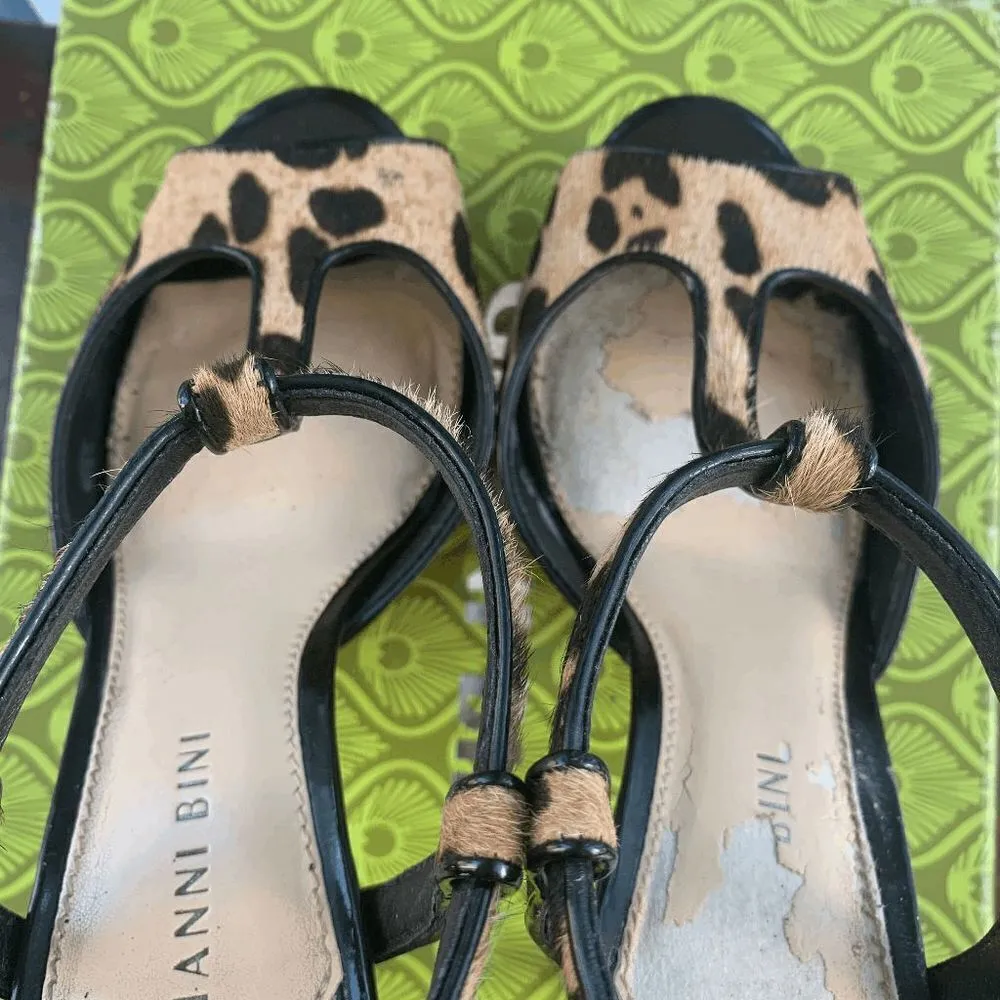Gianni Bini Womens High Heels Slingback Animal Print Black 7.5 - Image 3