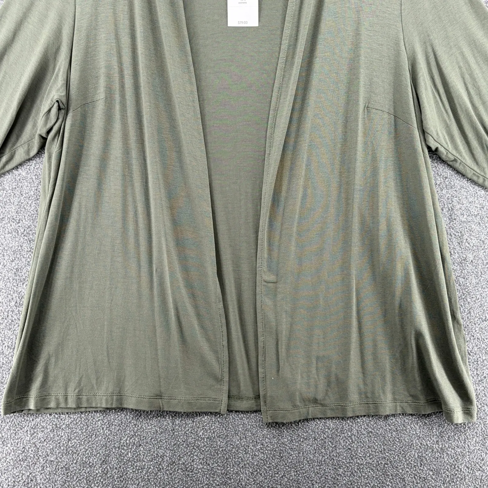 J Jill Wearever Collection Olive Green 1X Open Front Cardigan Sweater Wardrobe - Image 4