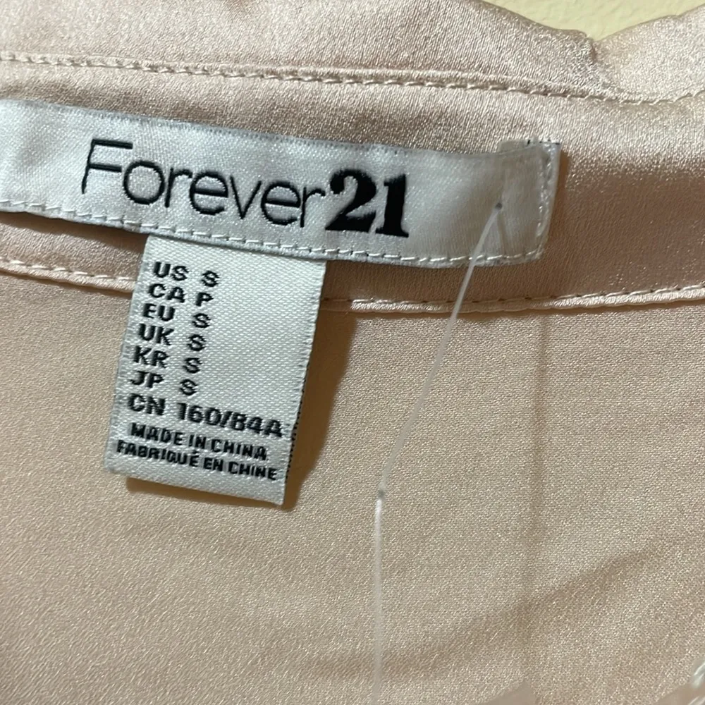 Womens New Forever 21 Woven Shirt Long Sleeve Peach/ Taupe - Image 5