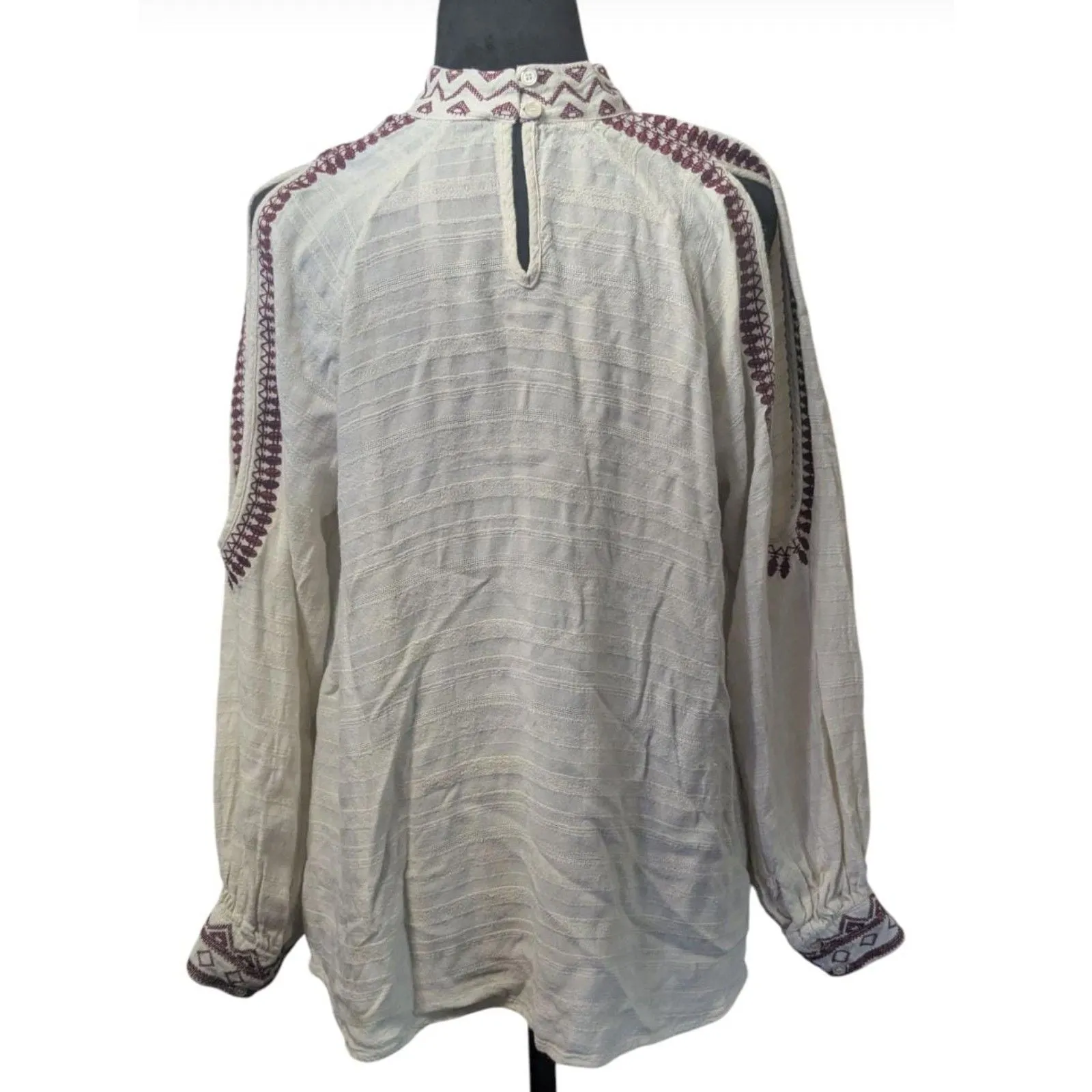 Maeve Anthropologie Shoulder Embroidered Mock Neck Top, Size S - Image 5