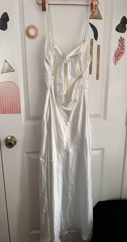 ABBY CAMI STRAP GATHERED BUST FRONT SPLIT MIDI DRESS WHITE - Image 7