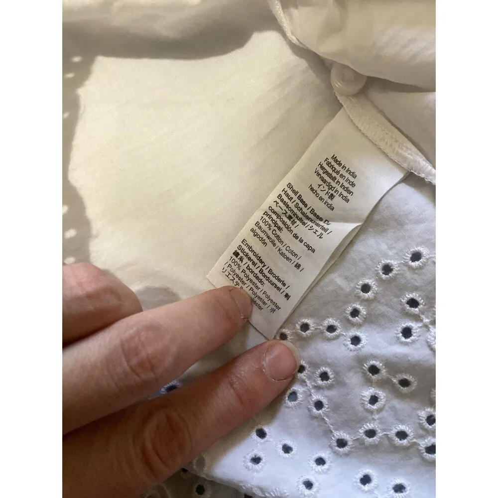 J. Crew Flawed Jolie Top in Eyelet Cotton Poplin White Short Sleeve S - Image 7