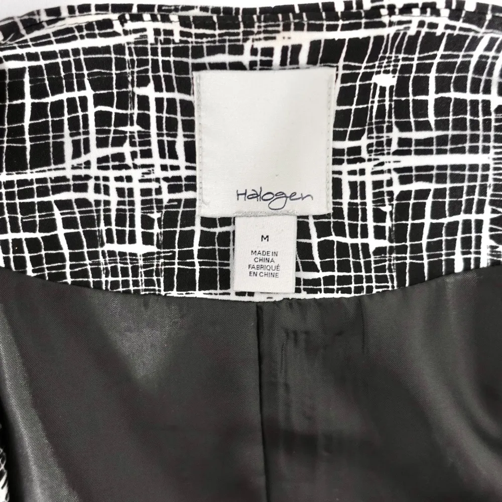 Women's | Halogen | Black & White Lined Abstract Zipper Blazer - Image 10