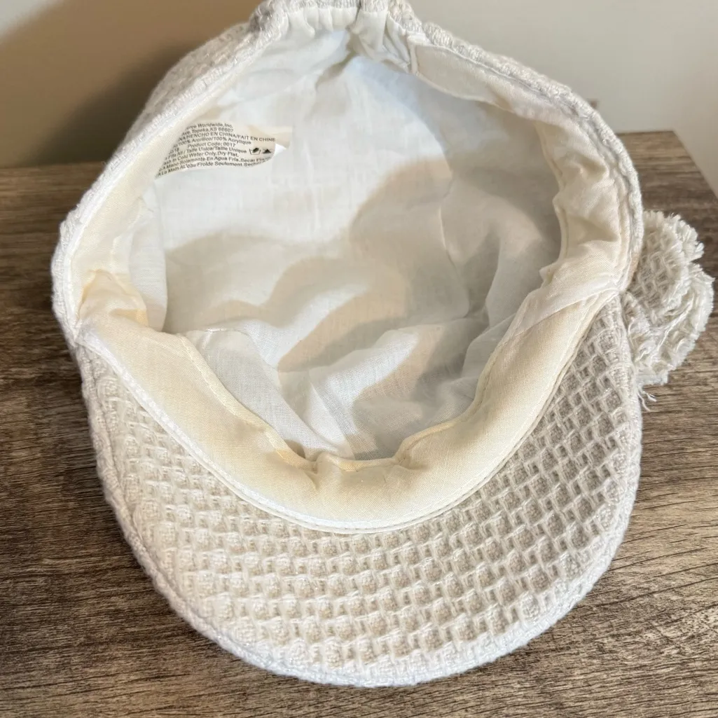 Newsboy Cap Hat Cream Flower Embellishments Boho - Image 7
