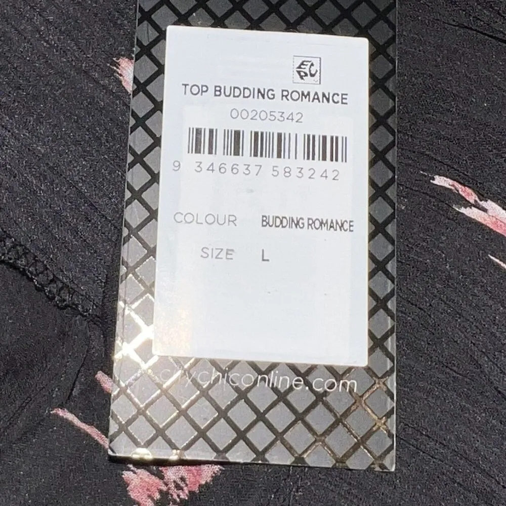 City Chic Black  Floral Budding Romance Long Sleeve Hi Low  Top Size L/20 ( 3X ) - Image 11