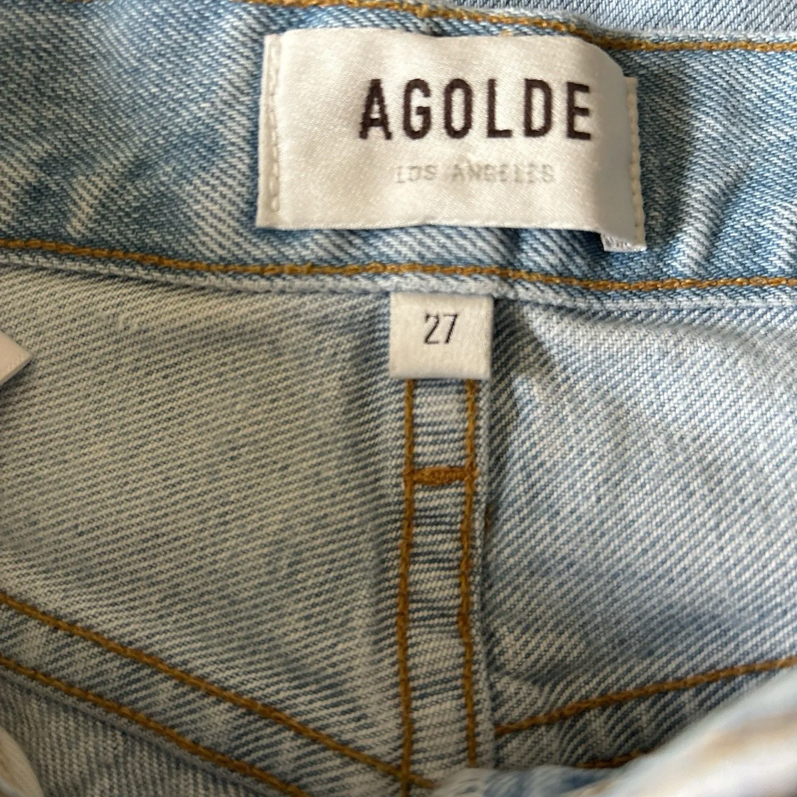 Agolde Riley High Rise Straight Crop Jeans Women's Distressed Open Fray Knee 27 - Image 7