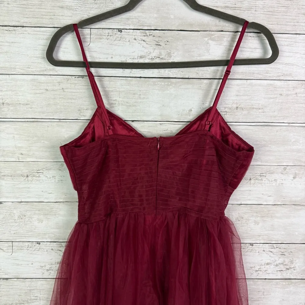 Lulus Convincingly Graceful Wine Red Tulle Sleeveless Maxi Dress Size Medium - Image 6