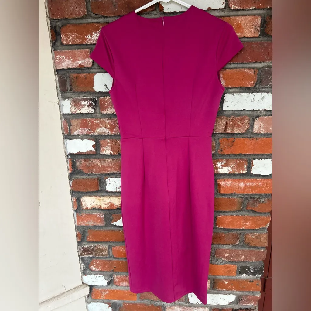 GRACE KARIN Midi Cap Sleeve Tie Waist Work Dress Slit V-Neck Business Casual S - Image 5