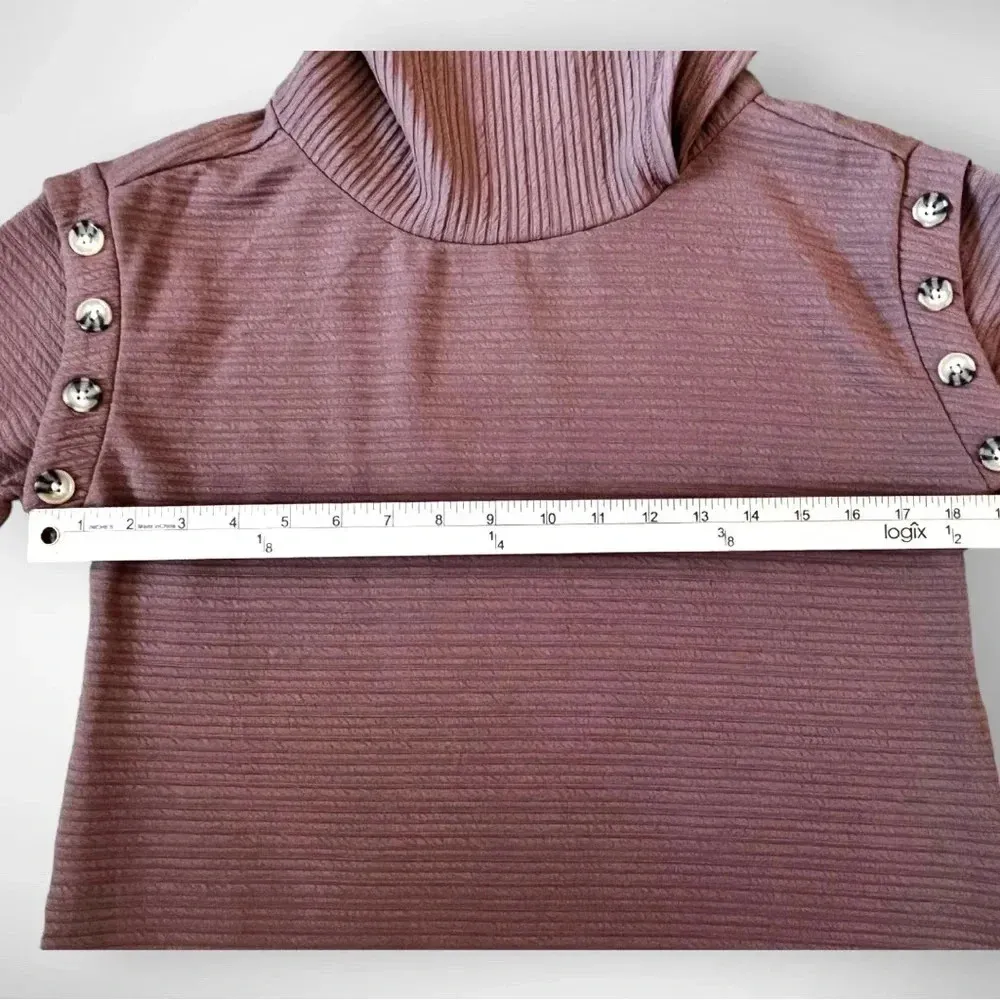 NEW YORK LAUNDRY Women's Tan Cowl Neck Ribbed‎ Tunic Small | EUC - Image 5
