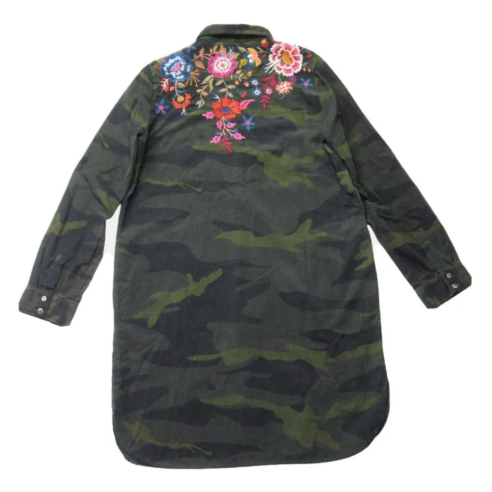 NWT Johnny Was Margot Collared Tunic in Forest Camouflage Camo Corduroy Dress S - Image 9