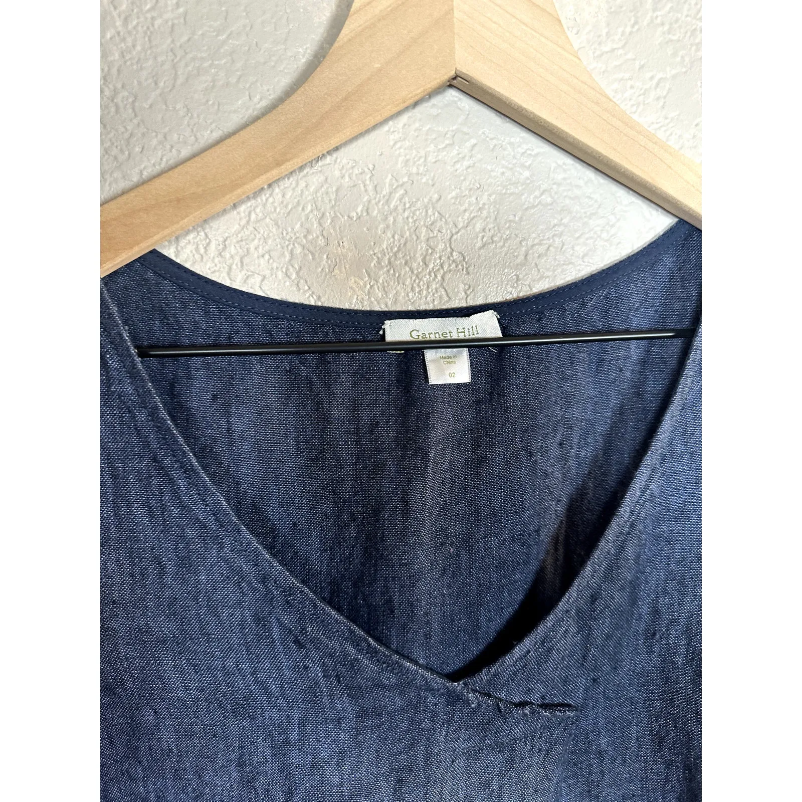 Garnett Hill 100% Linen Denim Blue Midi Dress Size 2 - Image 4