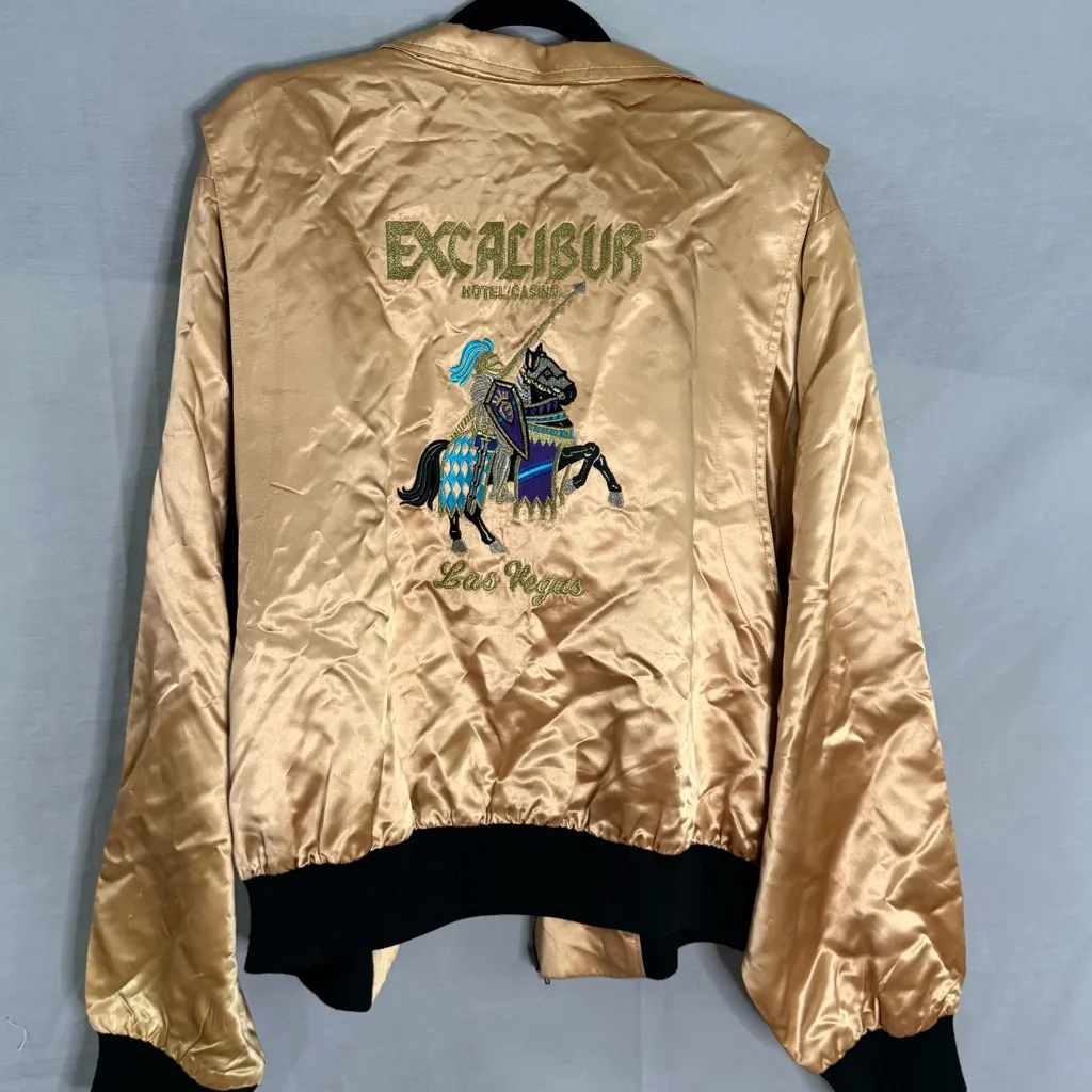 VTG Excalibur Hotel Casino Las Vegas Copper Gold Bomber Jacket Vintage Size XL - Image 4