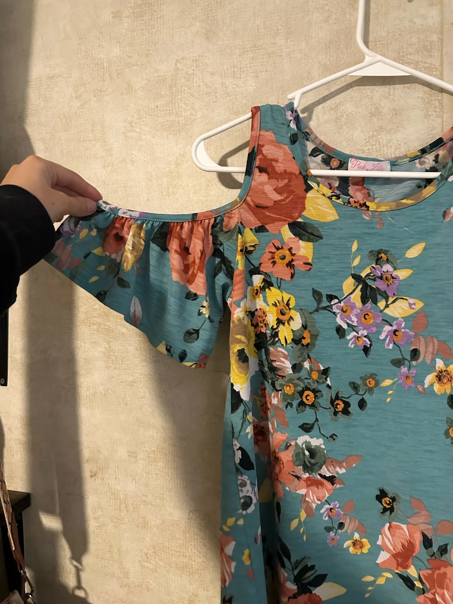 Pink Lily Floral Off-The-Shoulder Top - Image 2