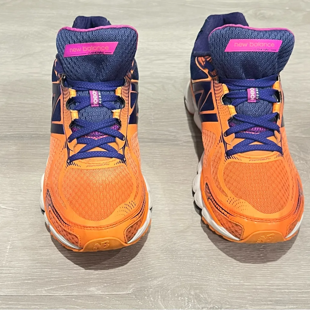 New Balance Women's 1080 V5 N2 Orange and Purple Athletic Running Shoes - Image 3