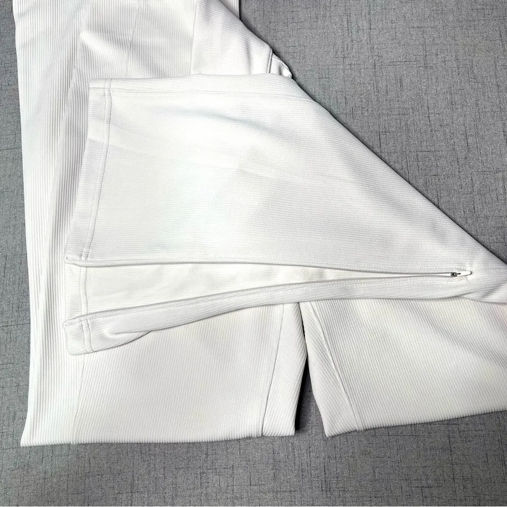 Lululemon Brushed Softstreme Rib Zip Flare Pants White Opal 14 Nwt - Image 11