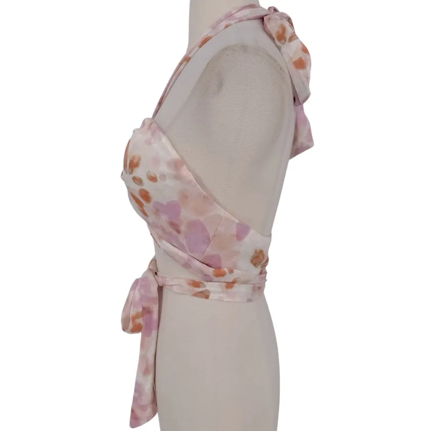 House of Harlow X Revolve Tammy Top Watercolor Floral Size Medium Feminine‎ Pink - Image 6