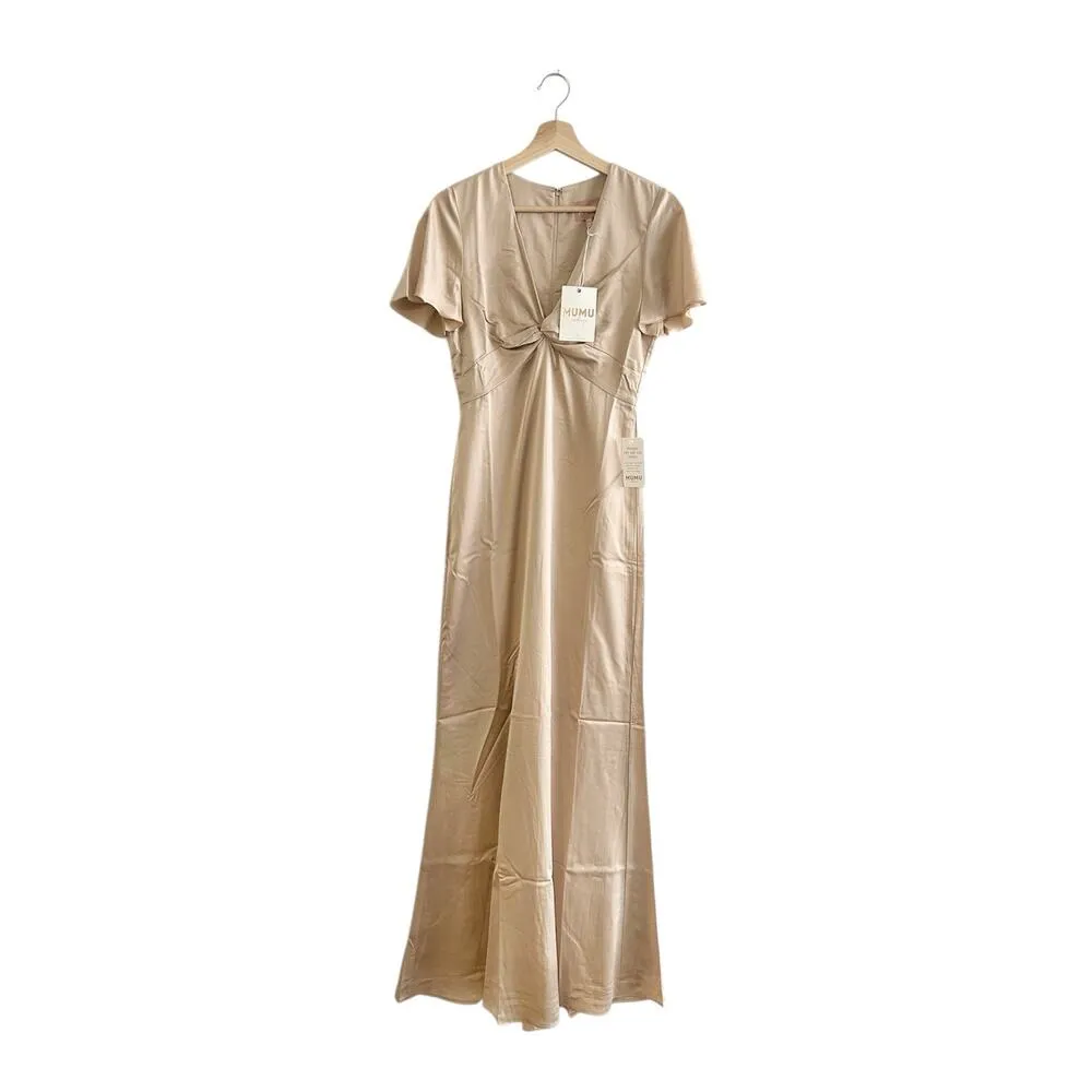 Show Me Your Mumu Rome Twist Gown Champagne Luxe Satin XS NWT - Image 5