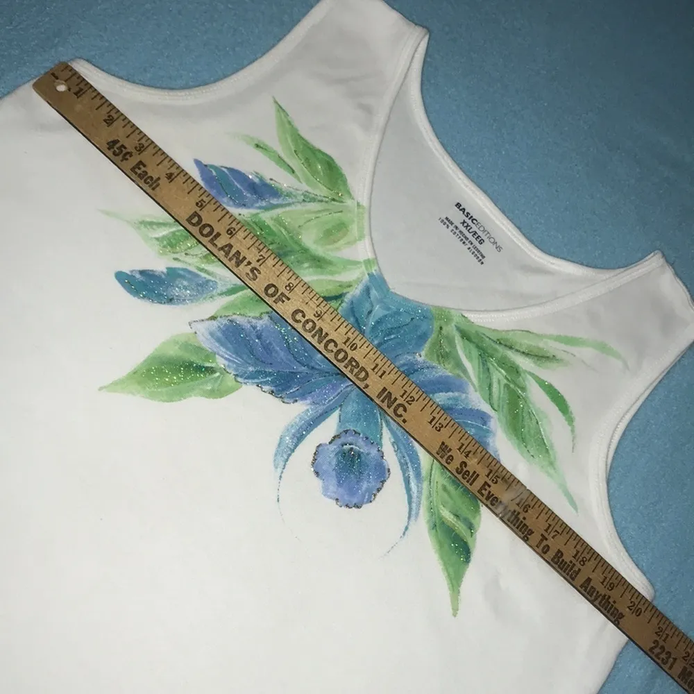𝅺BASIC EDITIONS floral and glitter v-neck tank top size XXL - Image 6
