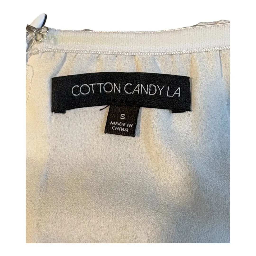 Cotton‎ Candy LA Strapless Floral Dress Mini Babydoll Cream Blue Size Small - Image 8