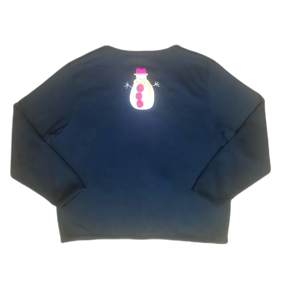 Vintage Onque Casuals Winter Holiday Ugly Sweater Cardigan Size Medium Black - Image 2