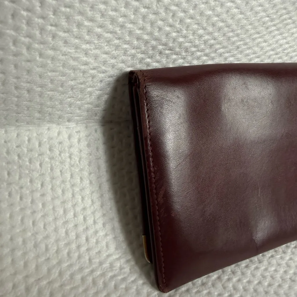 Cartier Burgundy Leather Long Wallet Gold Corner Hardware Vintage Authentic - Image 5