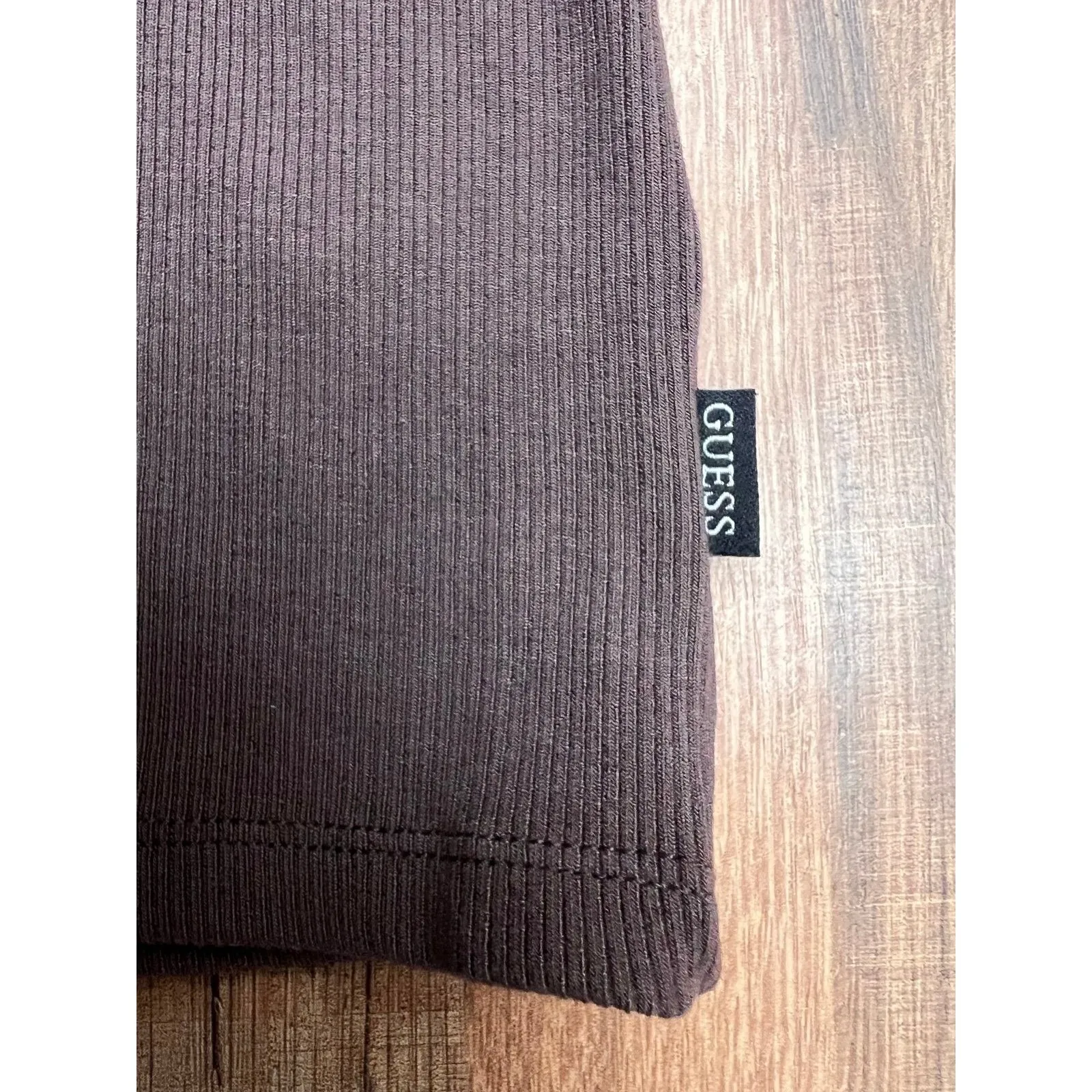 Guess Ribbed Turtleneck Long Sleeve Chocolate Brownie‎ XL Slim Fit NWT - Image 5