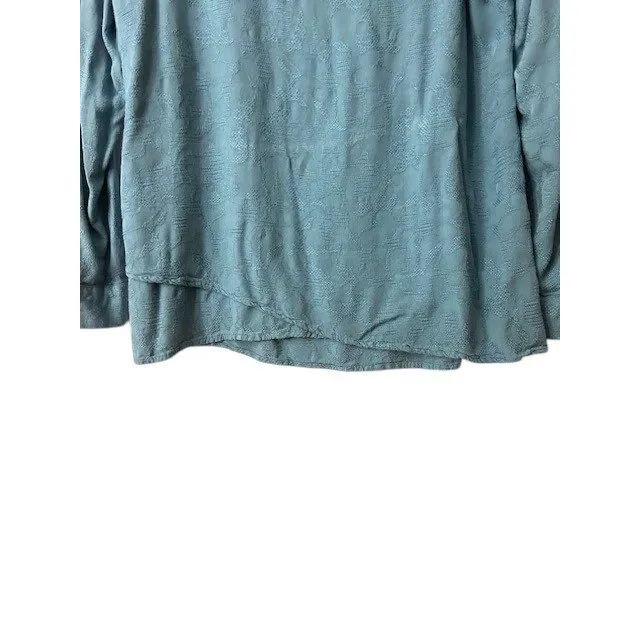 Simply Vera Wang Medium Blouse Blue Floral Long Sleeve V Neck Cottagecore‎ Top - Image 8